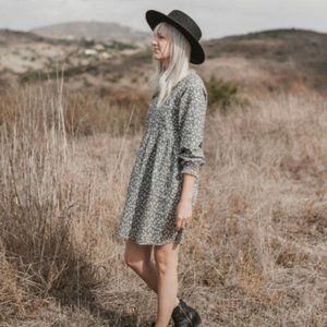 Rylee & Cru Janie Dress, ditsy sage, Large